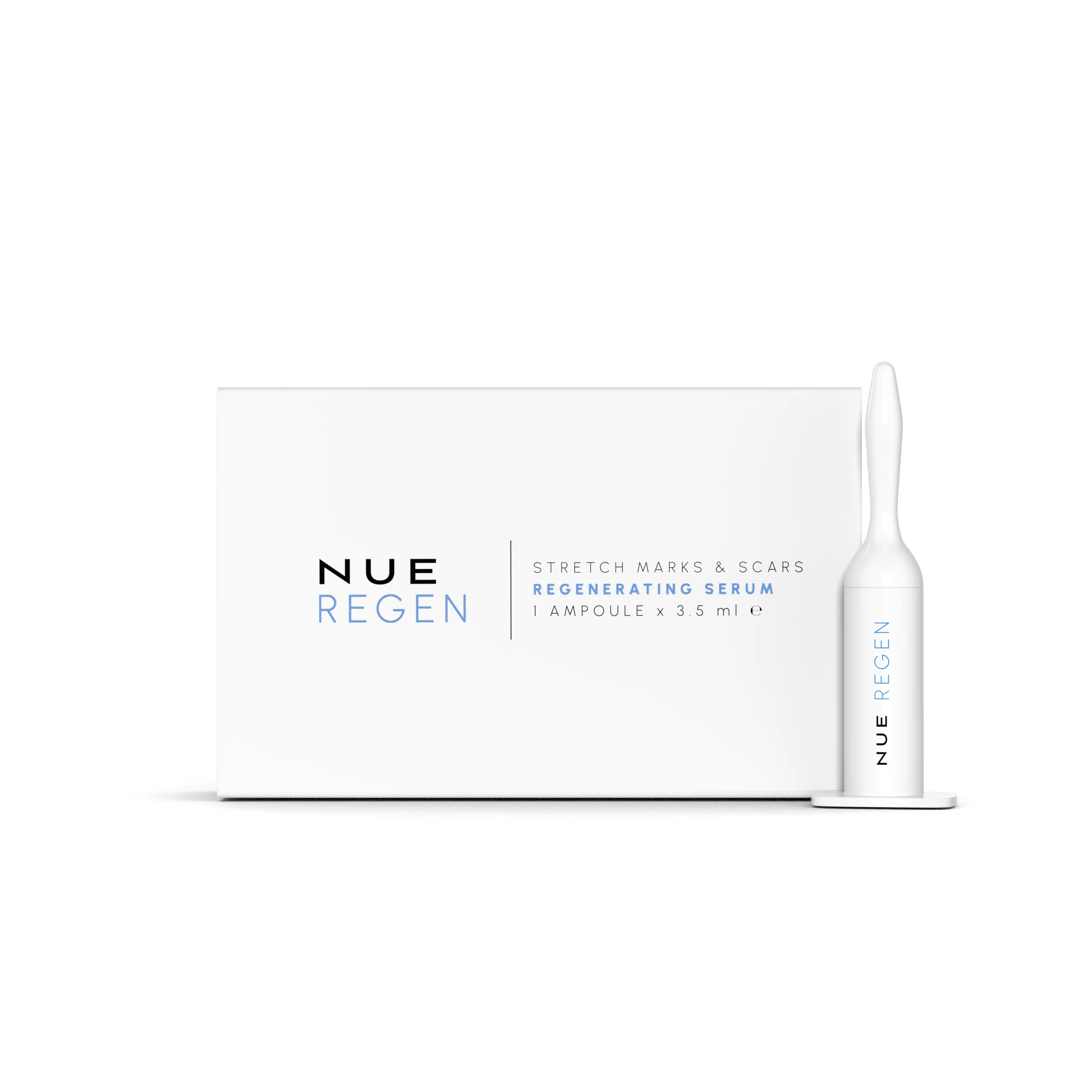 NUE REGEN serum box and ampoule